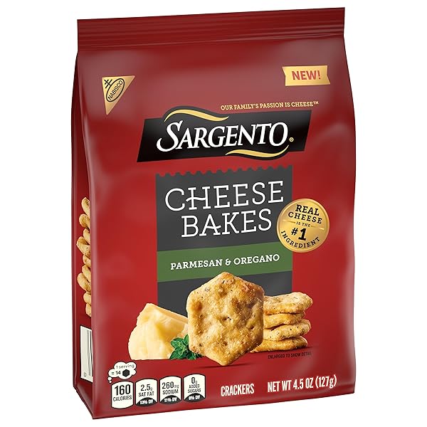 SARGENTO® CHEESE BAKES PARMESAN AND OREGANO CRACKERS, CHEESE CRACKERS, LUNCH SNACKS, 4.5 OZ