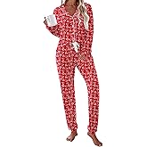 Ekouaer Pajamas Set Long Sleeve Sleepwear Womens Button Down Nightwear Soft Pj Loungewear with Pockets