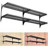 Brukid 2-Pack×2 Tier 1.3x3ft Garage Shelving Wall Mounted, 800 lbs Load Capacity，15.6x36inch per Shelf Height Cassette Adjustable Floating Shelves（Total 4pcs）(Black)