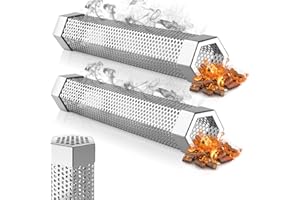 ALSISK Hexagon Pellet Smoker Tube,12 inch Stainless Steel BBQ Wood Pellet Tube Smoker for Cold Smoker,5 Hours of Billowing Smoke-for Any Grill or Smoker (2Tube)