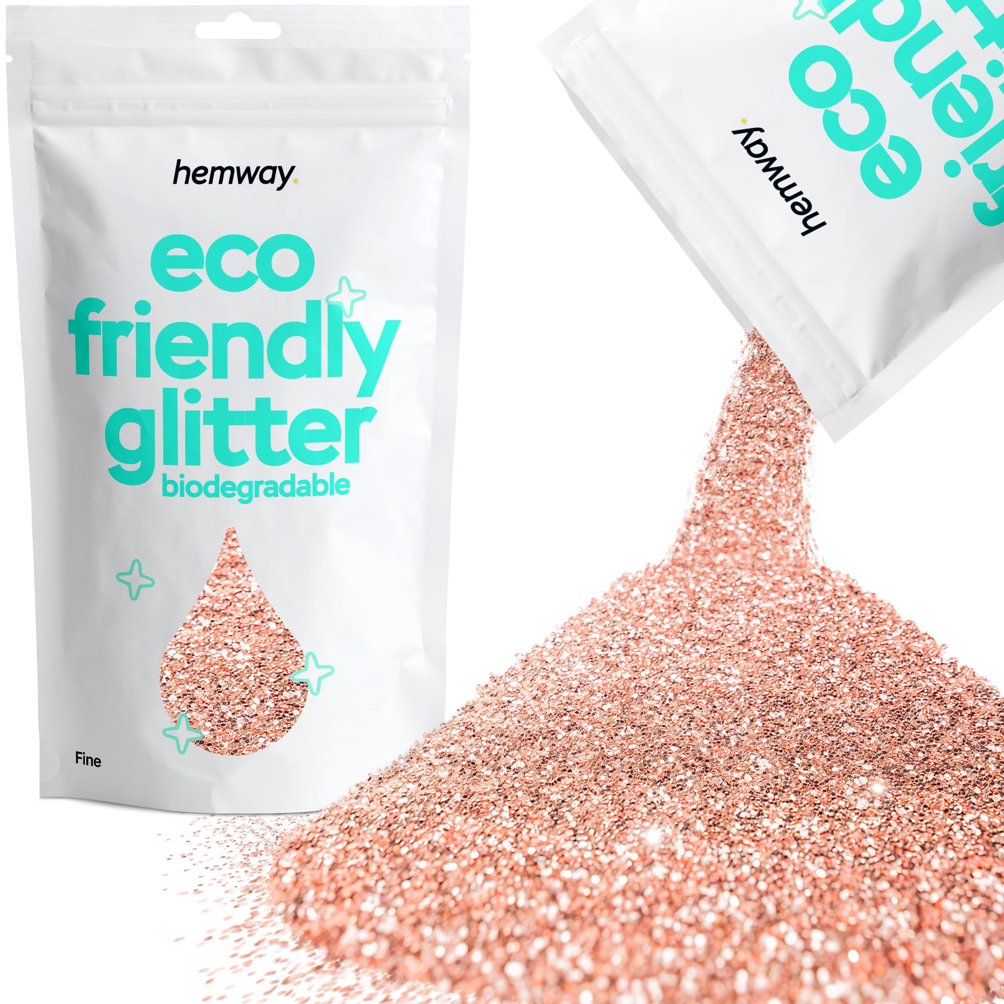 Eco Friendly Biodegradable Glitter | Rose Gold - Fine 100g, Plant Based, Biodegradable Glitter for Craft, Face, Hair, Nail, Body and Festival - Hemway