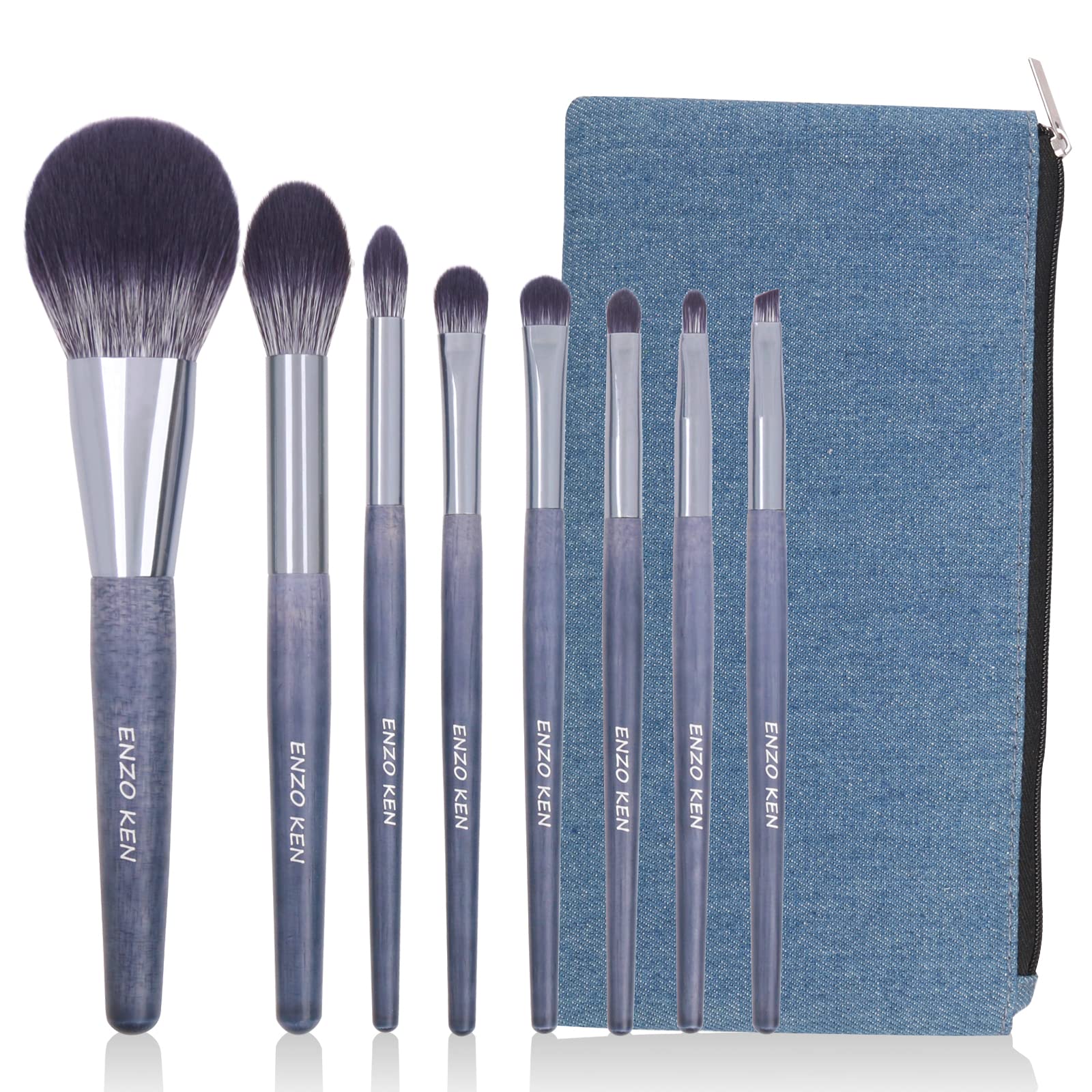 ENZO KEN Natural Purple Badger Hair Makeup Brushes Set Professional, Walnut Makeup Brush Set with Case, Cosmetic Brushes Makeup Set, Natural Bristle Makeup Brush - ShuiMo — image 1