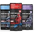 Every Man Jack Marvel Deodorant Variety Set - Includes 3 Aluminum Free Deodorants w/ Clean Ingredients & Incredible Scents - Spider-Man, Black Panther, Captain America