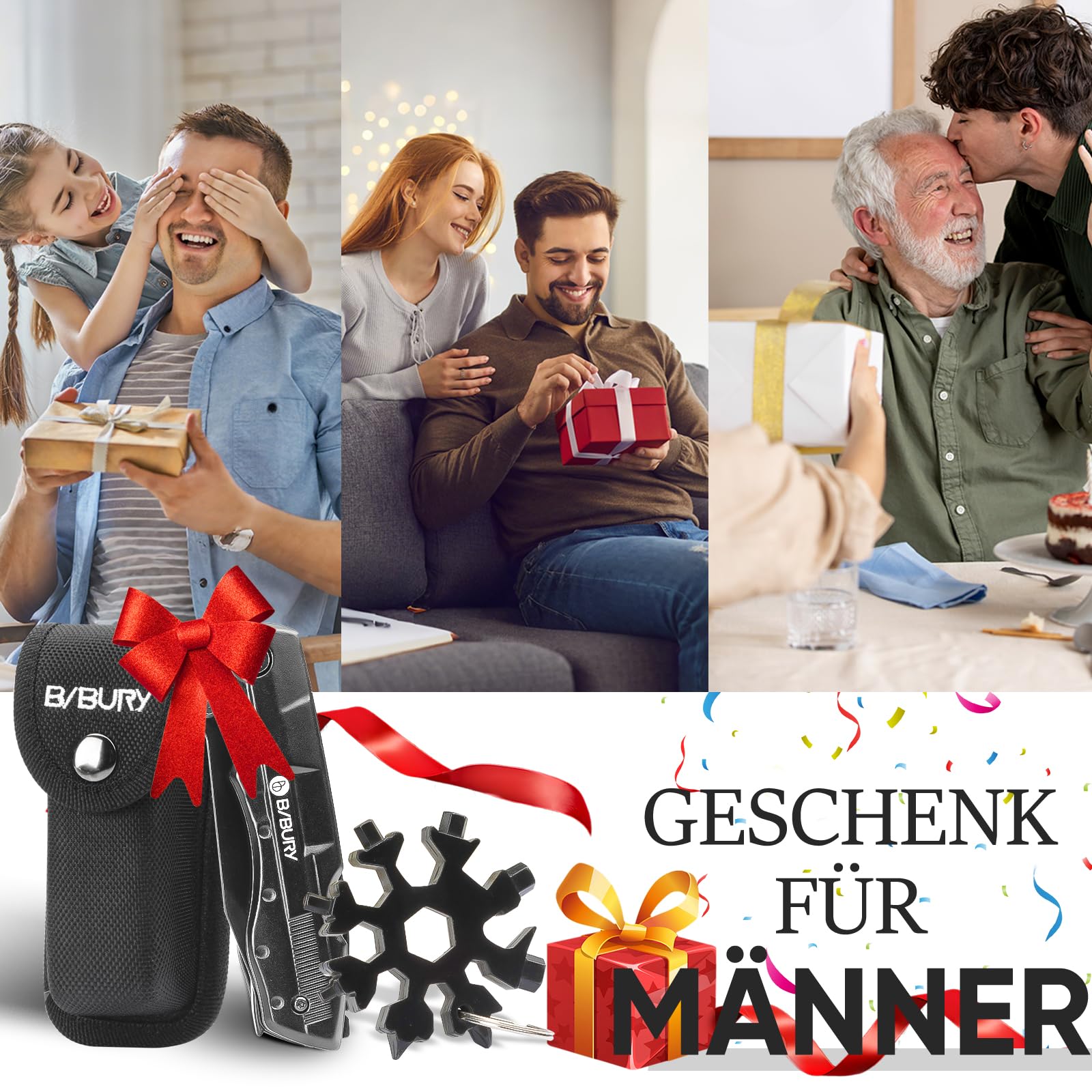 BIBURY Vatertagsgeschenk für Papa, Multitool Taschenmesser, Geschenke für Männer, Camping Zubehör, Geburtstagsgeschenk Gadgets für Männer, Klappmesser, Messer Outdoor, Männergeschenke für Papa 8