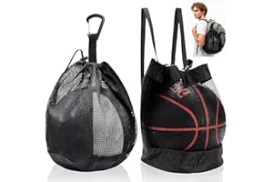 Mesh Ball Bags Set of 2 - Durable Oxford Net with Drawstring and Hook Design - Ideal for Football, Basketball, Volleyball - C