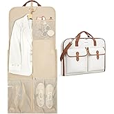 BAGSMART Large Garment Bags for Travel, Carry on Garment Bags for Hanging Clothes, Travel Suit Bag for Shirts Dresses Coats, Beige