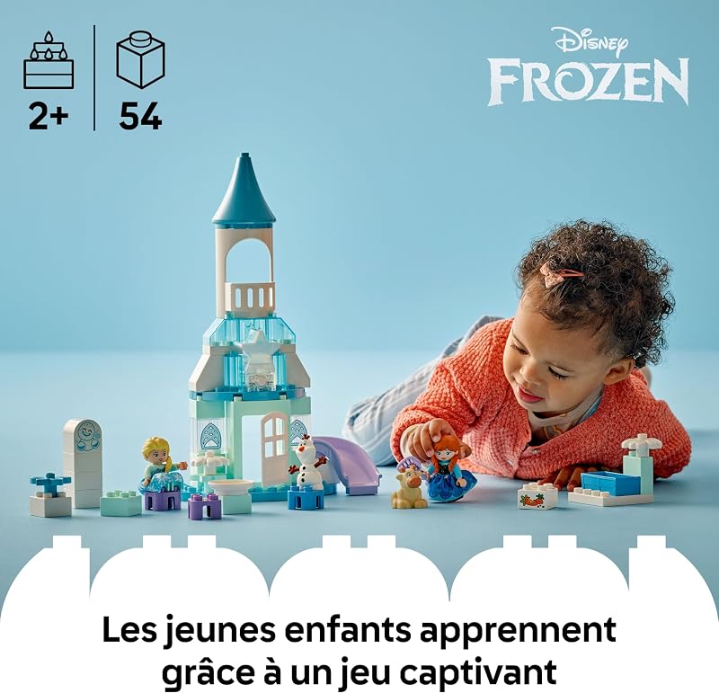 Duplo │ Disney La Fête d’Anna et Elsa au Château de Glace - Jeu Éducatif avec 5 Figurines Dont Olaf & Bébé Sven - Inclut Une Brique Lumineuse - Cadeau Enfant : Fille ou Garçon dès 2 Ans 10455 — photo 2 sur 8