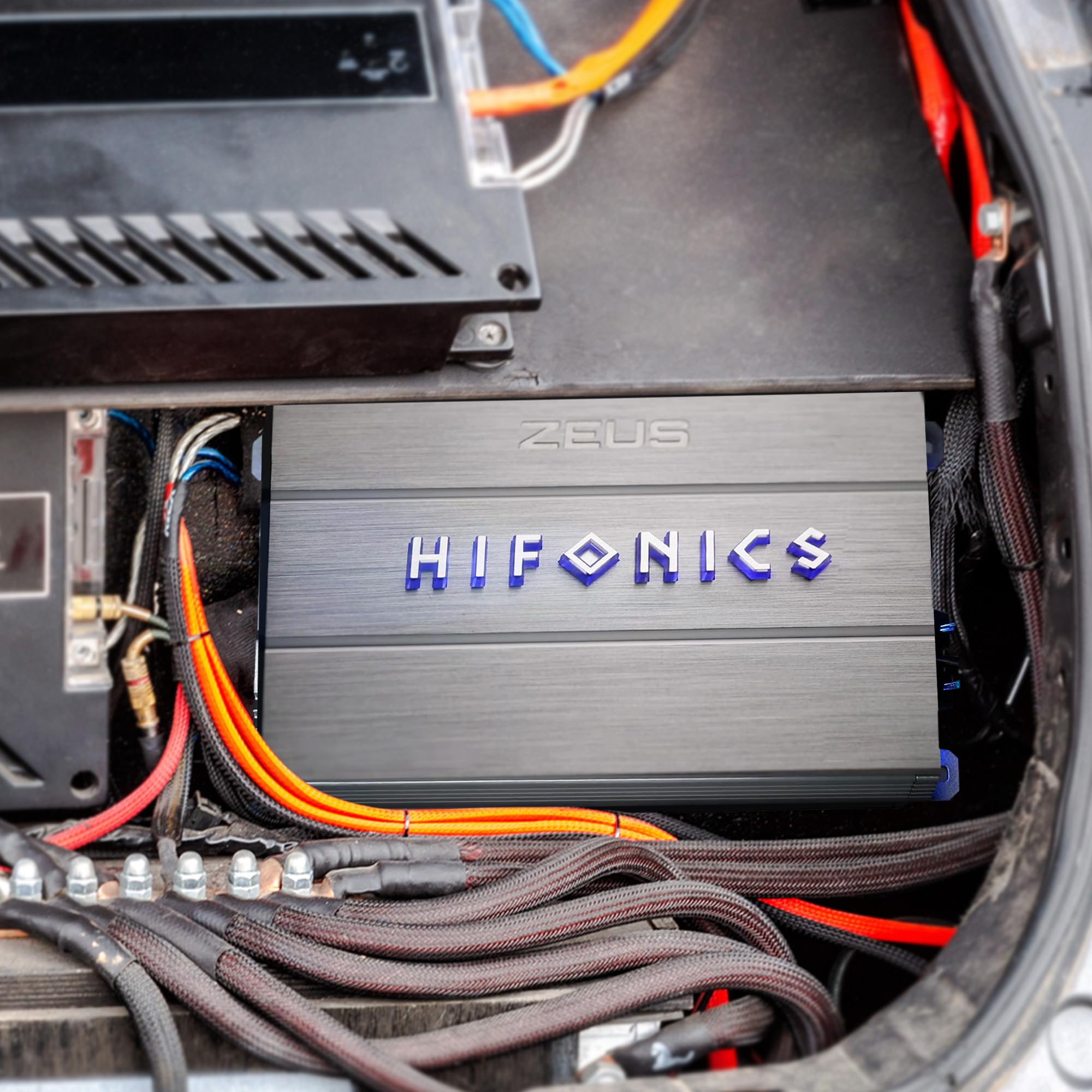 Hifonics Zeus ZXX 2400 Watt Max Class D Monoblock Car Audio Amplifier Amp with Bass Knob and Remote, Variable Crossovers, ZXX-2400.1D, Silver