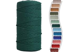NOANTA Macrame Cord 3mm 220yards (200 Meters) Dark Green Macrame Supplies Macrame Yarn, Colored Cotton Rope, Colored Cord for DIY