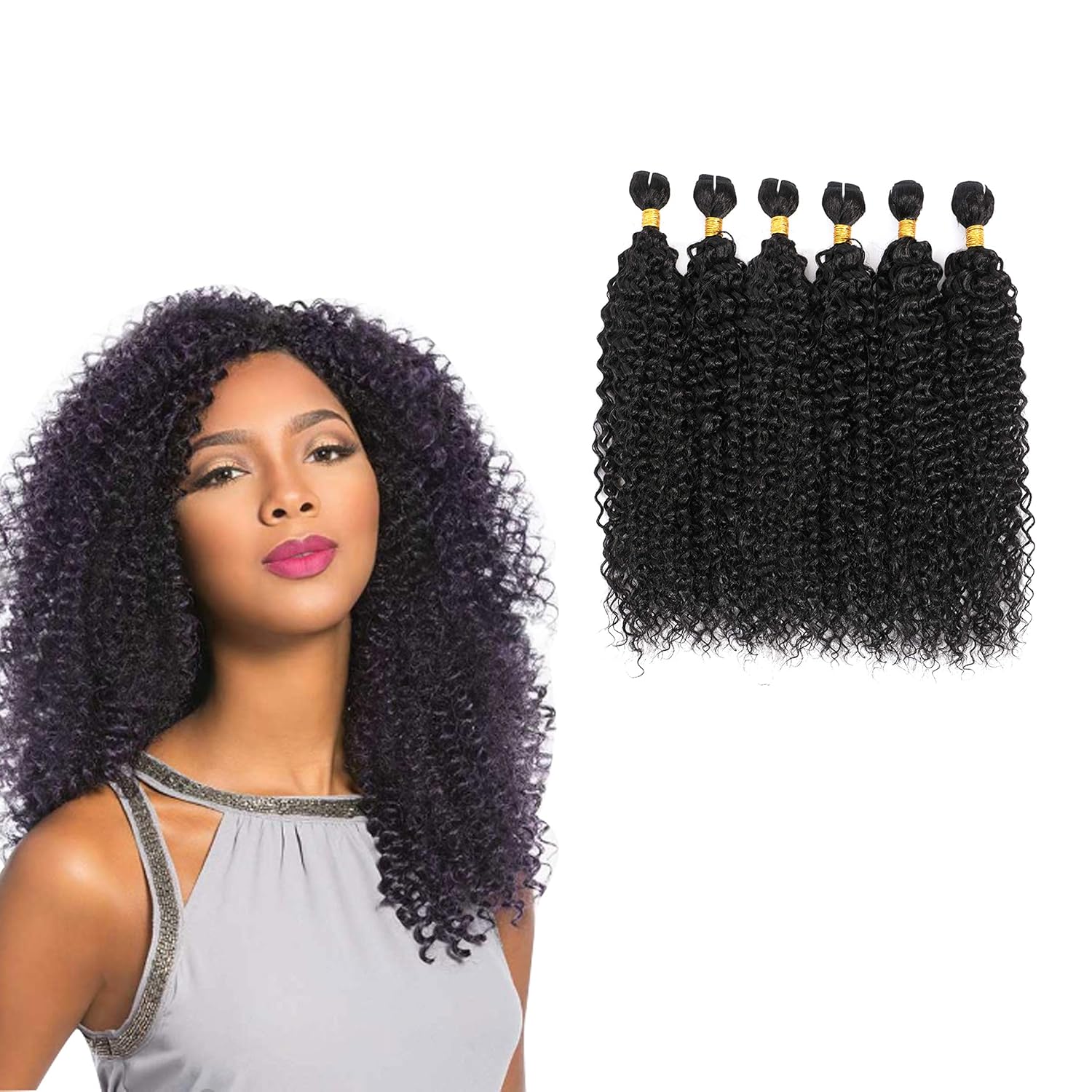 Human Synthetic Blend Bundles Hair 6 Bundles Hair