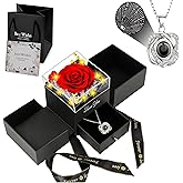 Precisent Preserved Real Rose with I Love You Necklace in 100 Languages – Romantic Gift for Women, Wife, Mom, Girlfriend – Birthday, Anniversary, Valentine’s Day, Mother’s Day, Christmas