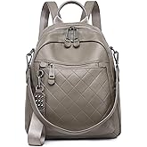 Wesccimo Genuine Leather Backpack Purse For Women Grey Quilted Real Soft Leather Fashion Designer Convertible Ladies Shoulder Bag
