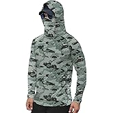 SANGTREE Men's UPF 50+ Sun Protection Hoodie Shirt Long Sleeve UV SPF Fishing Lightweight Shirts with Mask Rash Guard