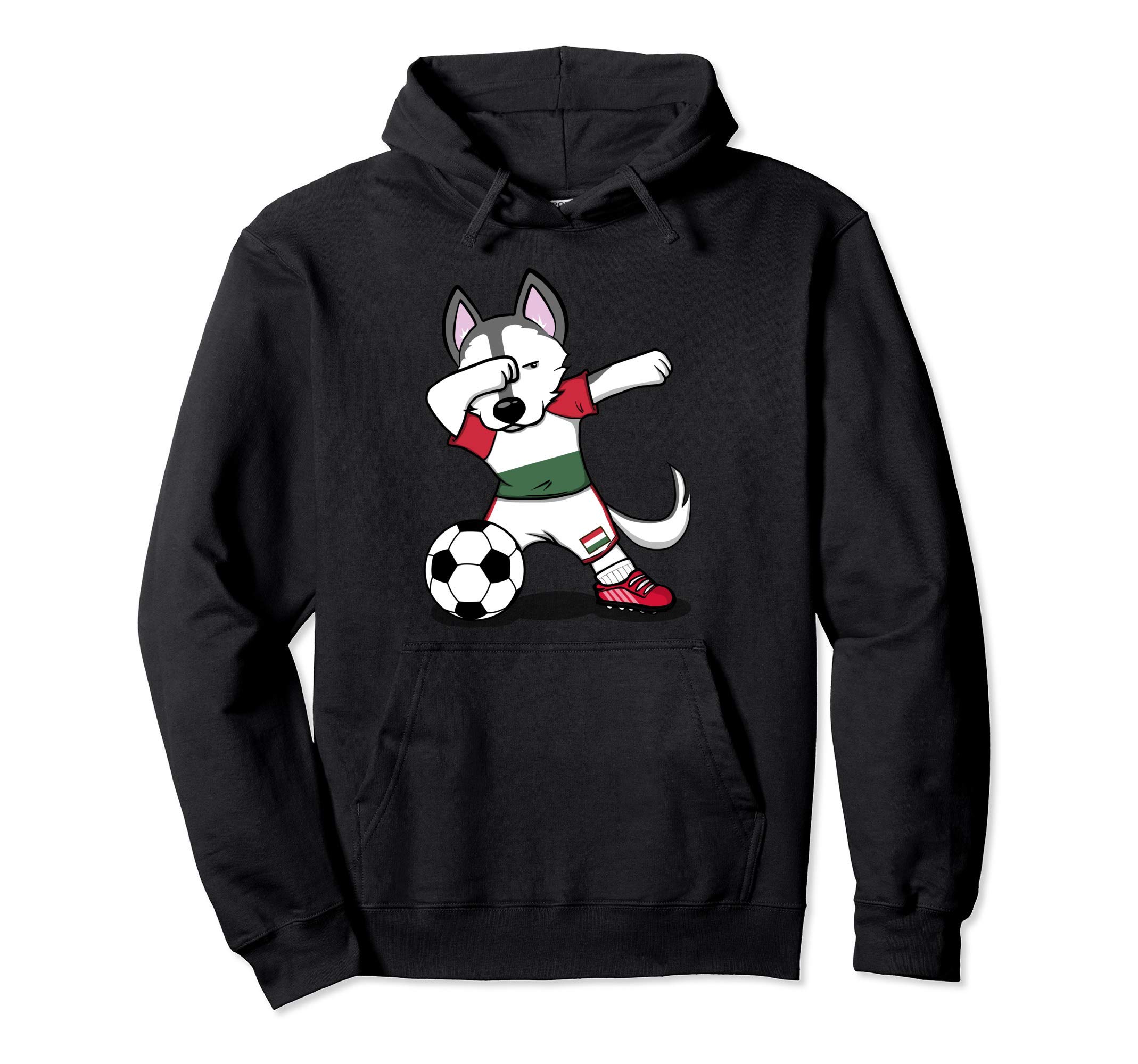 Dabbing Husky Dog Hungary Football - Hungarian Flag Soccer Pullover Hoodie