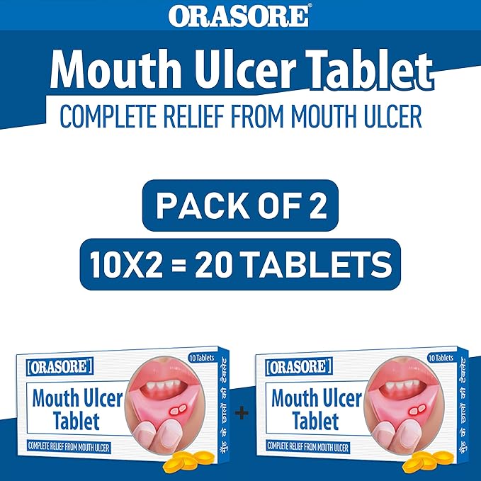 Buy Orasore Mouth Ulcer Tablet (Pack Of 2) Riboflavin + Folic Acid + Niacinamide with