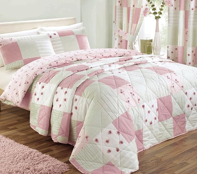 Dreams & Drapes Patchwork Bedspread Double Pink Amazon.co.uk