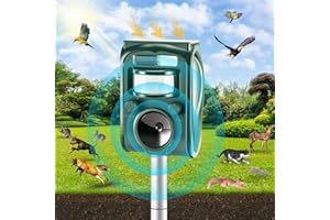 SHINYART Ultrasonic Animal Repellent, Outdoor Solar Powered Squirrels Deterrent with Motion Sensor,Sound and LED Flashing,Waterproof Deer Repeller,Animal Repellent for Cat Dog Bird Skunk Rabbit Wild Pigs