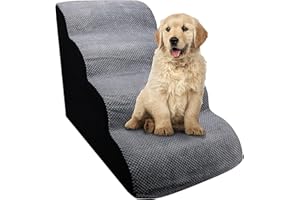 SDLDEER 4 Tiers Dog Stairs for Small Dogs, 19.3" H Dog Steps for High Bed and Couch, Pet Steps for Cats and Small Dogs, Non-Slip Pet Stairs for Indoor stairs, High-Density Foam and Detachable Cleaning, Grey