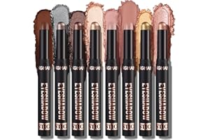 LANGMANNI 8Pcs Eyeshadow Stick Gift Set,Soft Smooth Cream With Matte Earth & Metal Colors, Waterproof & Long-Lasting, Beauty 