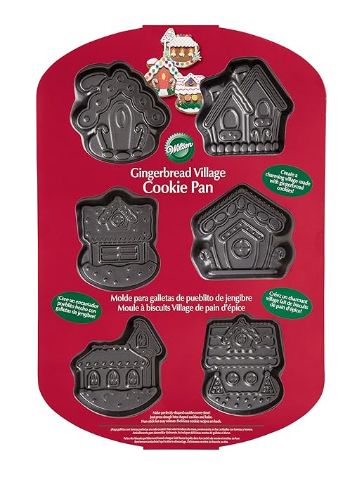 Wilton 6 Cavity Gingerbread Village Cookie Pan Cookie