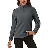 MAGCOMSEN Women's Quarter Zip Pullover Polar Fleece Sweatshirts Lightweight Stand-Collar Jacket Warm Tops