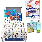WARNER BROS PICTURES Looney Tunes Space Jam Bedding - Twin Bed Set Includes 1 Flat Sheet, 1 Fitted Sheet, 1 Pillow Case, Stickers
