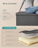 SONGMICS MAZIE Storage Ottoman Bench 110 cm Folding Foot Rest Dark Grey LSF80GYZ view 6