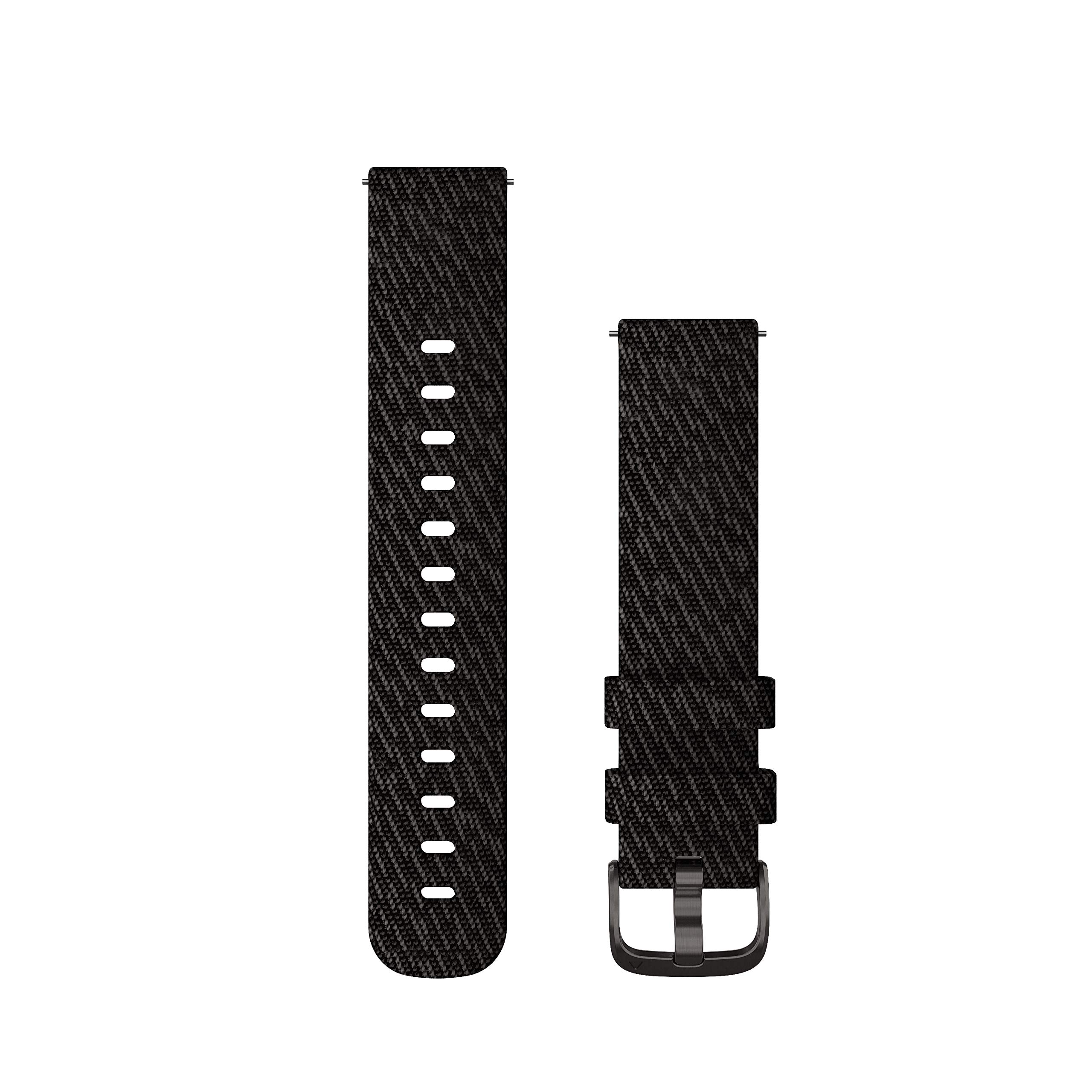 Garmin Quick Release Bands (20mm), suitable for selected Forerunner-,Venu-, vívomove-,vívoactive and Approach smartwatch series, Original accessory, Nylon, Black Pepper with Slate Hardware — image 1