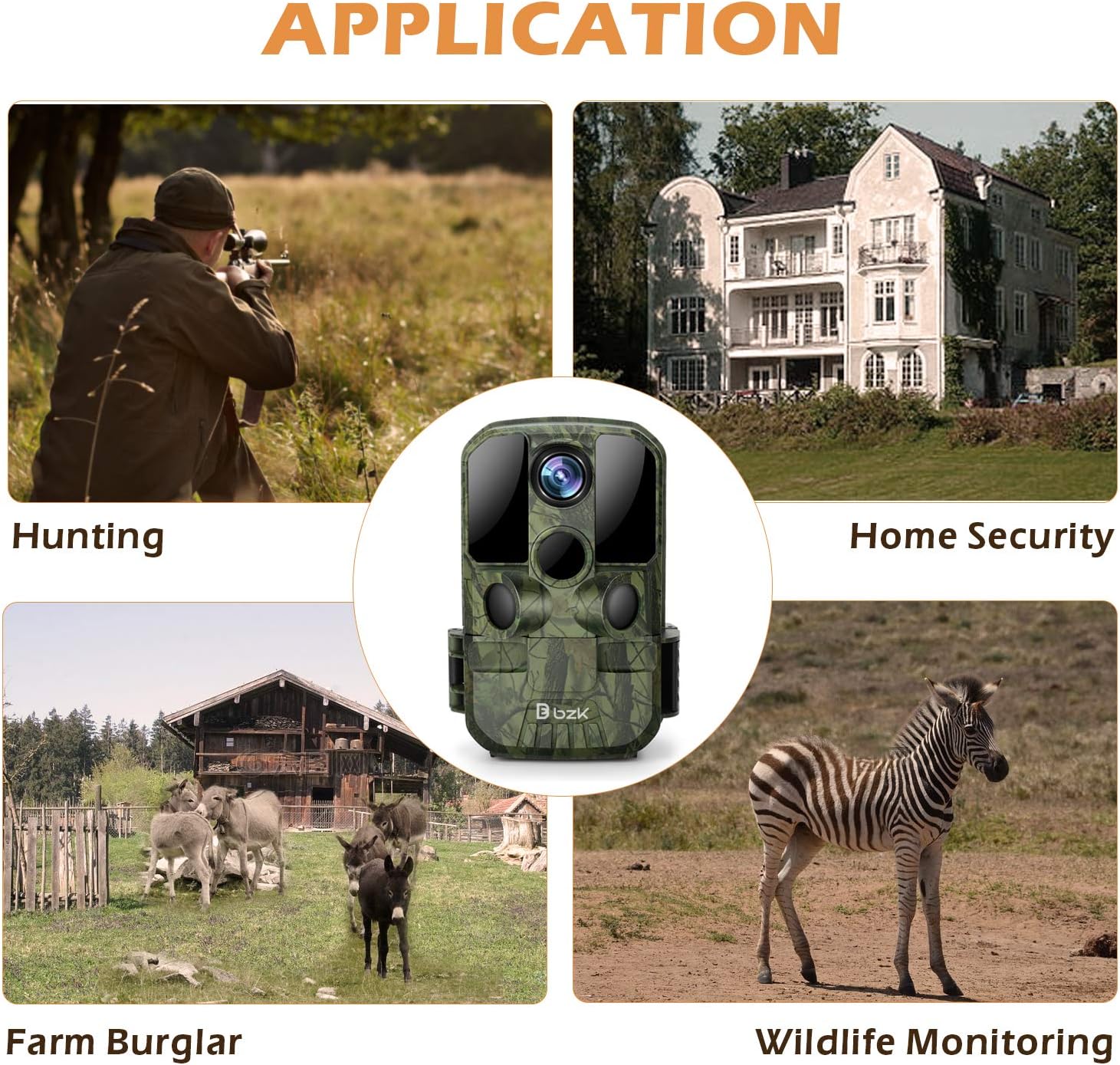 BZK Trail Game Camera - 20MP 1080P HD Waterproof Hunting Cam with Motion Activated Night Vision and 120° Wide Angle Lens for Outdoor Scouting, Wildlife Watching, Farm Monitoring: Electronics