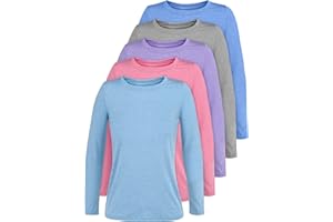 Cooraby Girls Long Sleeve Shirt Athletic Active Dry Fit Crew Neck T-Shirt Soft Activewear Shirts for Youth Teens Girls