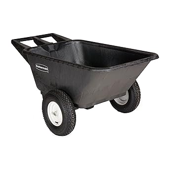 Rubbermaid Commercial Standard Low Wheel Cart, 7.5 cu. Feet, 300 lb. Capacity, Black (FG564000BLA) Rubbermaid Commercial FG564000BLA HDPE LowWheel Dump Truck 300pound Ca