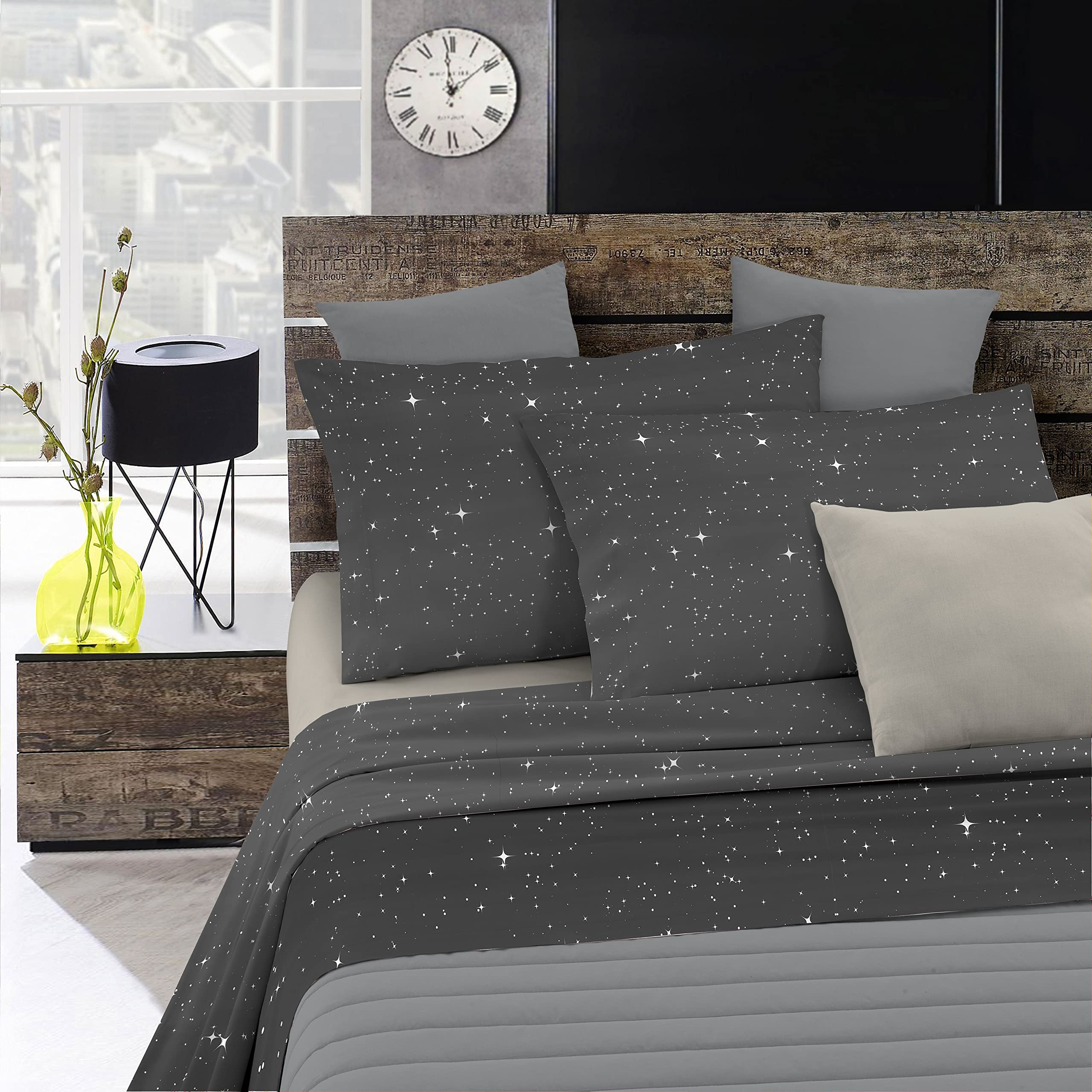 Fashion Bed Set, Stars Grey, Single