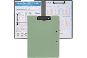 SFLHHDM 1 Pack Foldable Clipboard, Office Clipboards Folder with Double Metal Clip, 360 Degree Flip Folio Storage Clipboard, 