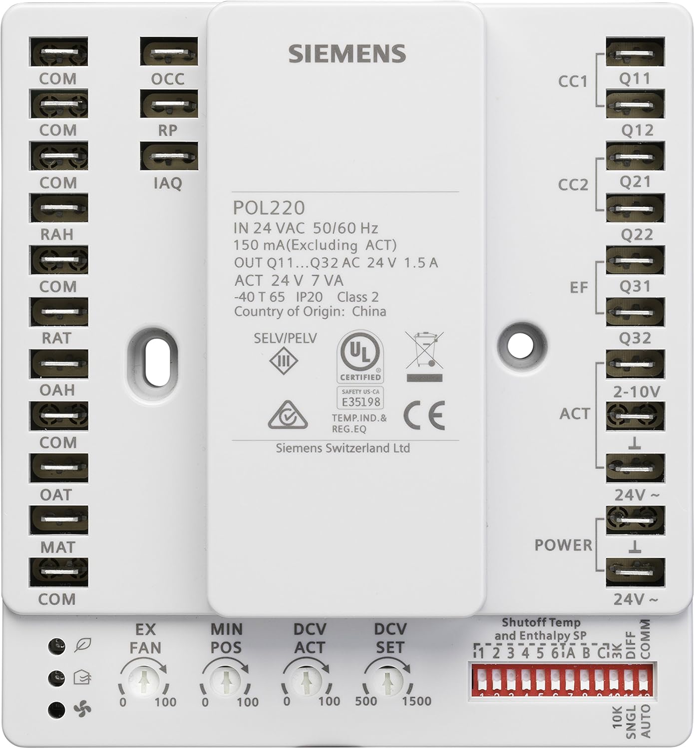 Siemens POL220.10 Economizer Controller with 135 Ohm Signal for Remote