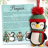 KORUBIA Penguin Ornament - Penguins Christmas Ornaments, Penguins Ornaments for Christmas Tree - Cute Penguin Gifts for Women, Men, Kids, Boys, Girls, Lovers - Crochet Ornament & Card