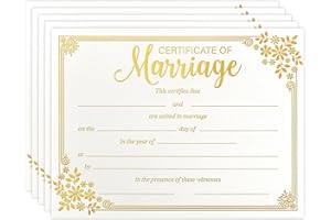 Lesnala 25Pcs Marriage Certificates with Gold Foil Edges Blank Thick Paper for Wedding Ceremony Official Newly Weds Expecting Proposals Supplies 11 X 8.27inch