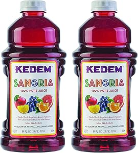 Kedem Sangria Soft Drink, Made of 100% Pure Juice, 64oz, (2 Pack), No Sugar or Artificial Coloring Added