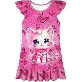 LQSZ Girls Nightgown Night Dress Flutter Sleeve Sleepwear 3-10 Years Pajamas Nightgowns for Little Girls