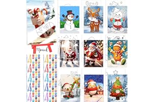 Blosssound 10 Set Pre Printed Canvas Pre Drawn Canvas Painting with Easel Kits 5" x 7" Outline Painting Panels for Beginners, DIY Craft Project, Party Favor, Home Decors(Gingerbread)