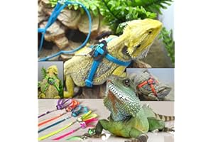Sawyd Adjustable Reptile Lizard Harness Leash,Turtle Lizard Pet Traction Belt Bearded Dragon Accessories Soft Small Pet Animal Harness Rope,1.2M (Pink)