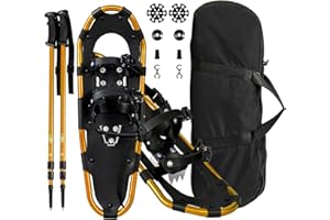 MEDIMALL 21"/25"/30" Lightweight Snowshoes for Men Women Youth Kids, 4 in 1 Aluminum Terrain Snowshoes Set w/Adjustable Trekking Poles & Carrying Bag, Snow Mud Baskets Included