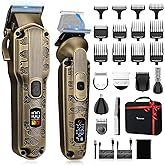Scttomon Professional Hair Clipper for Men Hair Cutting Kit Men's Beard Trimmer Hair Trimmer Shaver Cordless Barber Clippers and Trimmers Set Bronze