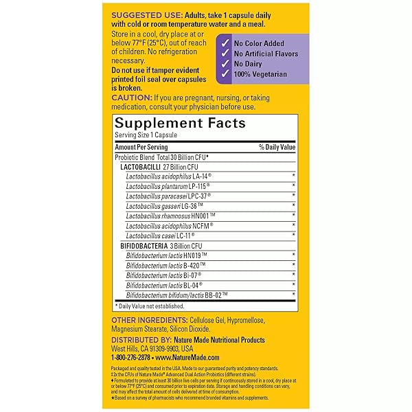 NATURE MADE ULTRA STRENGTH 12 STRAIN DIGESTIVE PROBIOTICS, PROBIOTICS FOR WOMEN AND MEN, 25 PROBIOTIC CAPSULES, 25 DAY SUPPLY