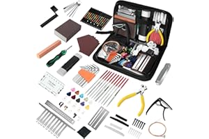 106Pcs Guitar Tool Kit, Guitar Accessories Guitar Maintenance Kit, Guitar Repair Kit with Capo Guitar Strings Picks Bridge Pins Gauge, TIMDAM Guitar Setup Kit for Ukulele Bass Mandolin Banjo Guitar