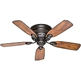 Hunter Fan 42in New Bronze Finish Low Profile Ceiling Fan with Reversible Weathered Oak / Wine Country Blades (Renewed)