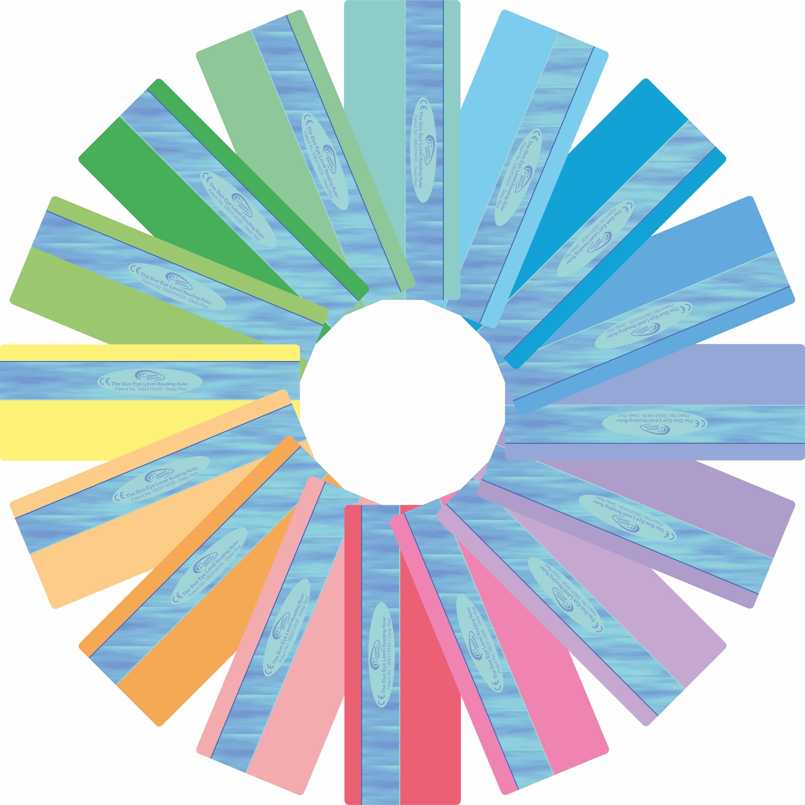 Crossbow Education The Original Duo Reading Ruler Dyslexia Overlays - Multi-Colour (Pack of 16) UK - With Flexible Durable Case - Dyslexia Aids and Visual Stress Specialists