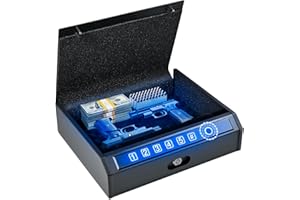 ADIMO Gun Safe, Biometric Gun Safe for Handgun, Pistol Safe, 3 Ways Quick-Access with Fingerprint, Lock or keypad, Handgun Safe for Cloakroom living room Bedroom Nightstand Drawer Bedside and Car