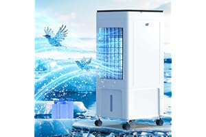 Cobuy Windowless Portable Air Conditioner,3 IN1 Evaporative Air Cooler with 2 Gal Water Tank,3 Speed, Remote, 4 Ice Packs and Timer,Swamp Cooler Air Conditioner Portable for Bedroom, Living Room
