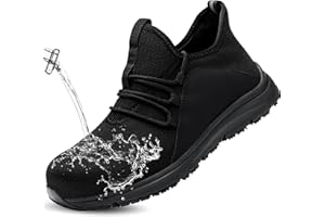 TEYTAP Steel Toe Shoes for Men Women, Non-Slip Waterproof Work Safety Shoes, Oil-Resistant Puncture-Proof Durable-Soles, Construction Industrial Warehouse Factory Roof Food Service Chef Kitchen Shoes