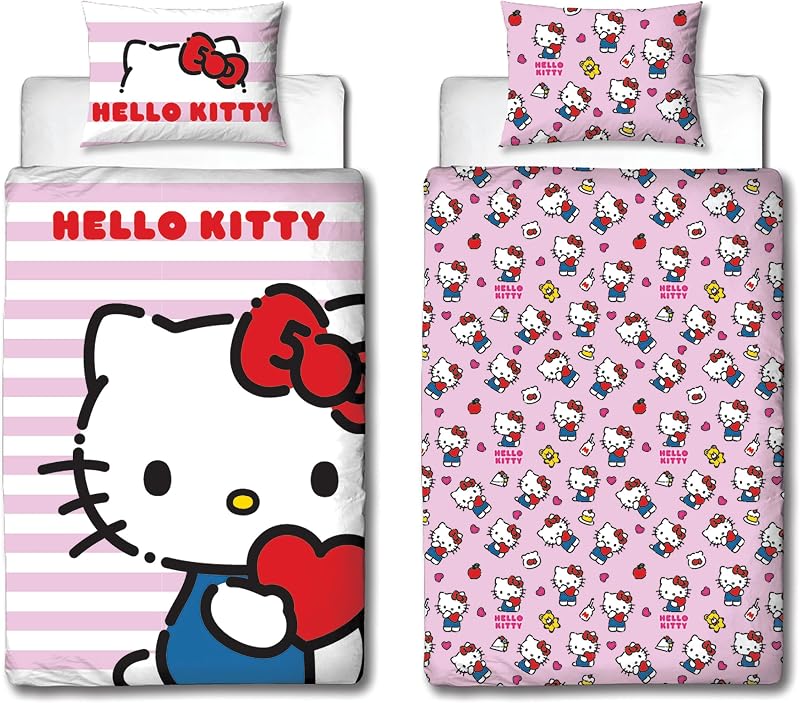 Character World Hello Kitty Duvet Set Single UK Size Reversible